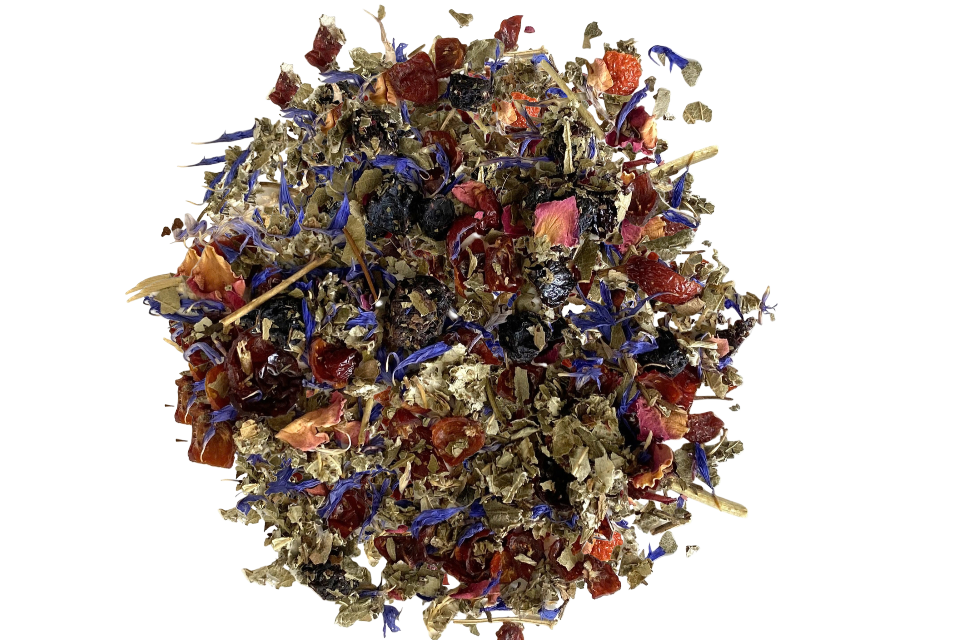 Herbal tea with berries and flowers. The Tea Time Shop