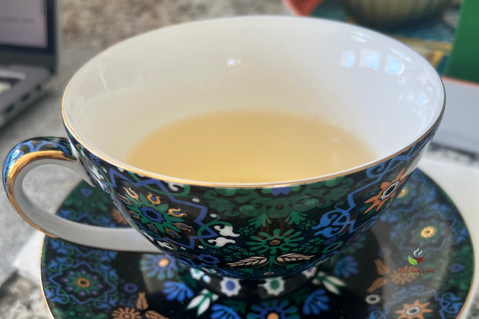 a teacup with coconut craze tisane tea 