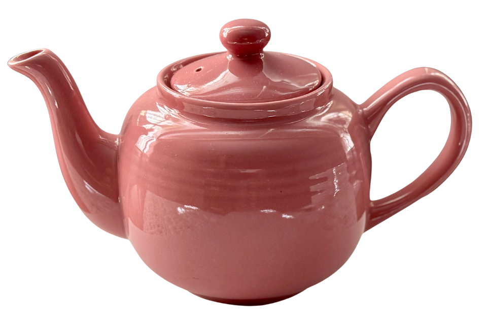 Dusty Rose Pink teapot on a white background
