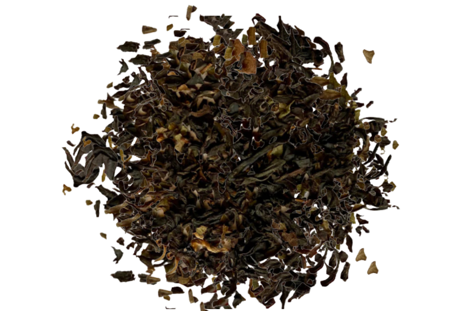 A pile of dry black tea leaves with varying shades of brown and no visible branding or packaging.