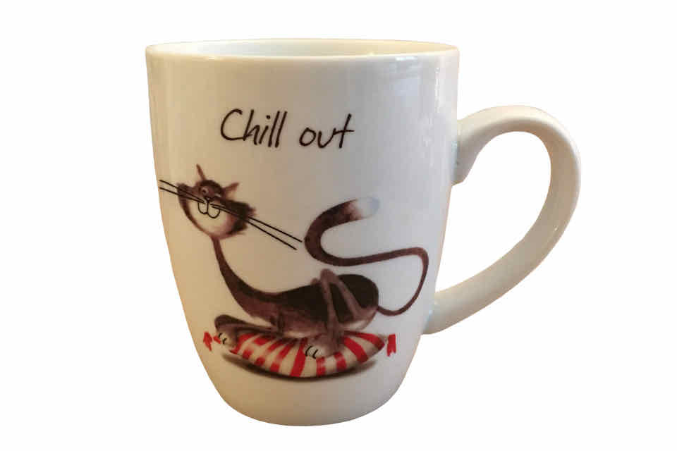 Cat Teacup, Chill Out. The Tea Time Shop
