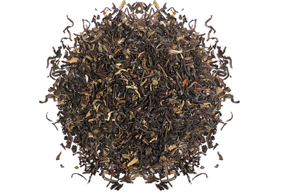 A heap of darjeeling autumn harvest  brown tea leaves.